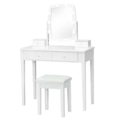 Costway Vanity Table Set With Lighted Mirror Adjustable 10 Bulbs Dresser 4 Drawer 19 Costway Vanity Table Set With Lighted Mirror Adjustable 10 Bulbs Dresser 4 Drawer -Baxton Studio Sale Shop GUEST 6b22f21f 42d5 4bb0 9734 34b942023044