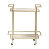 Louise Metal And Marble 2 Tier Wine Cart Gold/White Marble - Baxton Studio