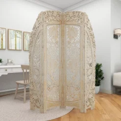 Eclectic Wood Room Divider Screen White - Olivia & May -Baxton Studio Sale Shop GUEST 6b62efcc 7f4a 40b5 a5ee 2abf75eddf66