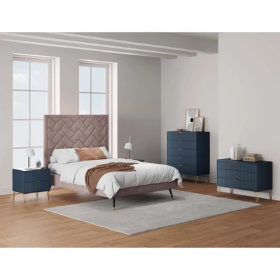 Manhattan Comfort Dumbo 3pc 5 Drawer Dresser, 3 Drawer Dresser And Nightstand Set 1 Manhattan Comfort Dumbo 3pc 5 Drawer Dresser, 3 Drawer Dresser And Nightstand Set
