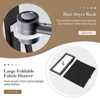 Tangkula 360° Swivel Jewelry Cabinet W/ Mirror Jewelry Storage Organizer Built-in Lights Black 3 Tangkula 360° Swivel Jewelry Cabinet W/ Mirror Jewelry Storage Organizer Built-in Lights Black - Image 3