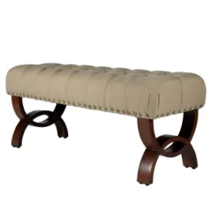 Carolina Tufted Bench With Nailhead Trim Cream - HomePop -Baxton Studio Sale Shop GUEST 6c17bd2a 7231 4c76 b2f6 b2848bfabf9c