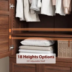 Armoire Wardrobe Closet With 4 Doors,72" Wooden Wardrobe Cabinet With Hanging Rod, Freestanding Tall Clothing Armoire Cabinet With Adjustable Shelves -Baxton Studio Sale Shop GUEST 6c4791ff afa8 41f2 87d9 f8792ae3efe8