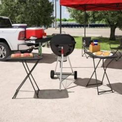 18" X 26" 2pk Adjustable Height Personal Folding Tailgate Table Black - Room & Joy