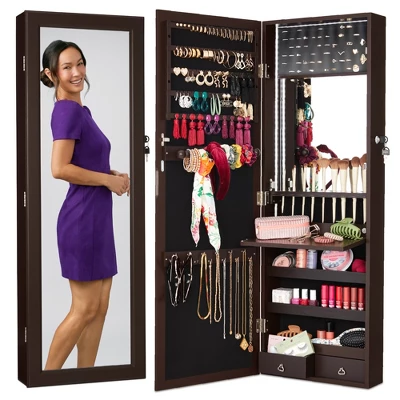 Best Choice Products Hanging Mirror Jewelry Armoire, Door Or Wall Mounted Cabinet W/ LED Lights, Lock 10 Best Choice Products Hanging Mirror Jewelry Armoire, Door Or Wall Mounted Cabinet W/ LED Lights, Lock - Image 10