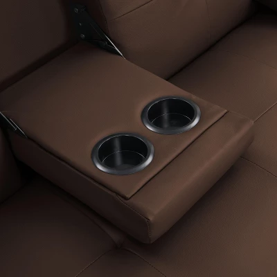 Kumasinova 66 Inch PVC Sofa Bed,Convertible Futon Sofa Bed With Cup Holders,Stainless Leg,Armrest,Couch Bed For Living Room,Office,Bedroom 4 Kumasinova 66 Inch PVC Sofa Bed,Convertible Futon Sofa Bed With Cup Holders,Stainless Leg,Armrest,Couch Bed For Living Room,Office,Bedroom - Image 4