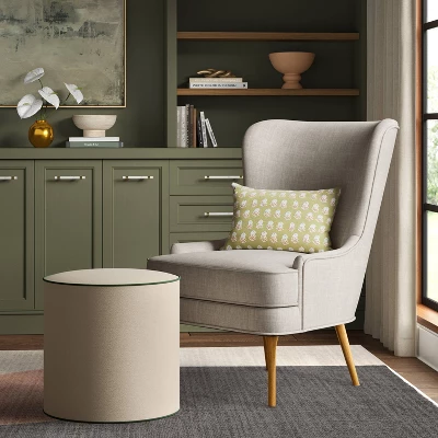 Contrast Welt Drum Ottoman In Velvet - Threshold™ 5 Contrast Welt Drum Ottoman In Velvet - Threshold™ - Image 5