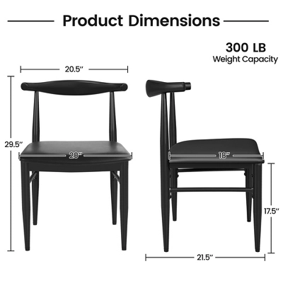 Yaheetech Set Of 2 Modern Dining Chairs Armless Chairs With Metal Legs 2 Yaheetech Set Of 2 Modern Dining Chairs Armless Chairs With Metal Legs - Image 2