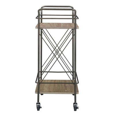 Keene Bronze Finish And Wood Double Cross Bar Cart Bronze/Walnut - Inspire Q 3 Keene Bronze Finish And Wood Double Cross Bar Cart Bronze/Walnut - Inspire Q - Image 3