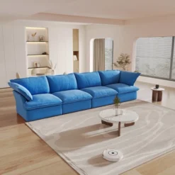 WJShome Sectional Couches For LivingRoom,162.98"Cloud Modular Sectional Sofa, Velvet Deep Couch,4 Seats Living Room Sets,Cushion Covers Removable