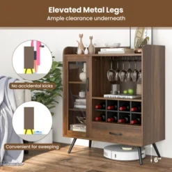 Costway Kitchen Storage Cabinet Sideboard With 3-Row Wineglass Holder Removable Rack Tempered Glass Door & Anti-Tipping Kits -Baxton Studio Sale Shop GUEST 6d8da4b7 c9ab 4560 9bd3 45e5ecaed082