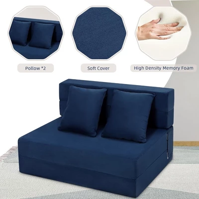 Folding Sofa Bed, Convertible Sleeper Chair, With 2 Pillow, Memory Foam Washable Cover For Living Room/Bedroom/Guest 4 Folding Sofa Bed, Convertible Sleeper Chair, With 2 Pillow, Memory Foam Washable Cover For Living Room/Bedroom/Guest - Image 4