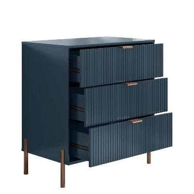 Festivo 3pc Modern Elegance 3 Drawer Nightstands And 3 Drawer Dresser Set Navy 9 Festivo 3pc Modern Elegance 3 Drawer Nightstands And 3 Drawer Dresser Set Navy - Image 9