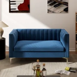 55 In. Wide Mid-Century Channel Tufted Velvet 2-Seater Sofa Couch Loveseat - Morden Fort 22 55 In. Wide Mid-Century Channel Tufted Velvet 2-Seater Sofa Couch Loveseat - Morden Fort -Baxton Studio Sale Shop GUEST 6de10768 8cdd 41a5 b84d 2f10b503dfb3