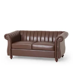 Glenmont Contemporary Channel Stitch Loveseat With Nailhead Trim - Christopher Knight Home -Baxton Studio Sale Shop GUEST 6e31a0a8 841b 421b 82e3 4baf204411e0