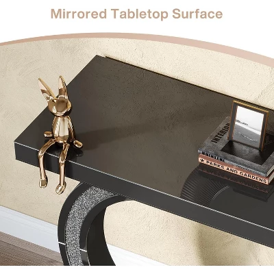 Tribesigns Modern 39-inch Mirrored Console Table With Sparkling Crystal Inlays 7 Tribesigns Modern 39-inch Mirrored Console Table With Sparkling Crystal Inlays - Image 7