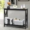 Costway 2-Tier Console Table X-Design Bookshelf Sofa Side Accent Table W/Shelf White BlackEspressoWood Grain