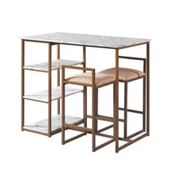 Marmo Breakfast Table Dining Set With Faux Marble Top Brass - Teamson Home -Baxton Studio Sale Shop GUEST 6e49b915 40fd 4c59 ae24 096c765c4f15