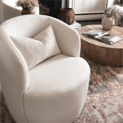 Bella 28'' Seat Width Contemporary Farmhouse,Upholstered Linen Swivel Chair, Armrest 360° Swivel Nursery Chair-The Pop Maison -Baxton Studio Sale Shop GUEST 6e4f5027 d36c 48fe 8e9f 364eeb24db76