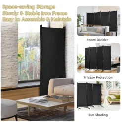 Costway 4-Panel 5.6ft Room Divider Folding Fabric Privacy Screen W/Steel Frame WhiteBlackBrown -Baxton Studio Sale Shop GUEST 6ebac776 126a 4b3a a640 326c61658dfe
