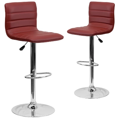 Emma And Oliver Modern Vinyl Adjustable Height Barstool With Horizontal Stitch Back, Set Of 2 16 Emma And Oliver Modern Vinyl Adjustable Height Barstool With Horizontal Stitch Back, Set Of 2 - Image 16