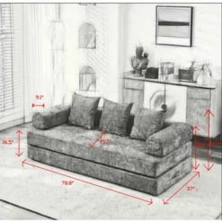 Floor Sofa Bed Chenille Upholstered Sofa Convertible Folding Mattress Couch Sleeper Sofa, Beige/Black/Green/Blue - ModernLuxe -Baxton Studio Sale Shop GUEST 6ee3e1e8 6549 49f2 ab6e b53f2dd87e35