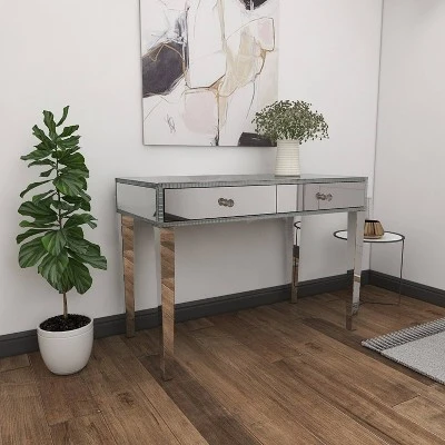 Glam Mirror And Wood Console Table Desk Silver - Olivia & May 12 Glam Mirror And Wood Console Table Desk Silver - Olivia & May - Image 12