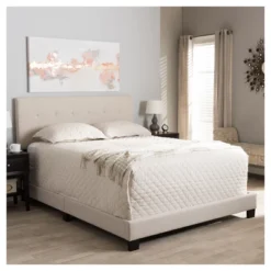 King Brookfield Modern And Contemporary Fabric Upholstered Grid Tufting Bed Beige - Baxton Studio 9 King Brookfield Modern And Contemporary Fabric Upholstered Grid Tufting Bed Beige - Baxton Studio -Baxton Studio Sale Shop GUEST 6f4f0bc3 d601 46a3 83b7 54f085390e58