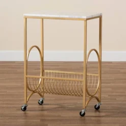 Jacek Metal Wine Cart With Marble Tabletop Gold - Baxton Studio -Baxton Studio Sale Shop GUEST 6f7d401e 0b85 48c4 83b8 4570d6b65148