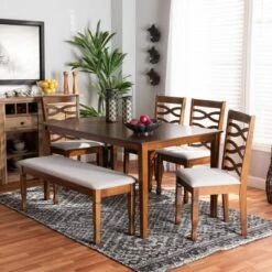 6pc Lanier Dining Set Gray/Walnut/Brown - Baxton Studio 14 6pc Lanier Dining Set Gray/Walnut/Brown - Baxton Studio -Baxton Studio Sale Shop GUEST 6f8a32eb 86d7 4276 88f3 4d3e84aaa13d