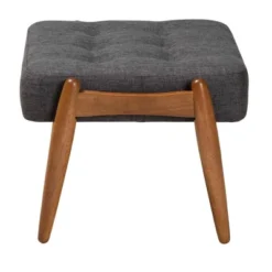 Jeanine Fabric And Wood Ottoman Footstool Dark Gray/Walnut Brown - Baxton Studio: Japandi Inspired, Rubberwood Frame, Button-Tufted -Baxton Studio Sale Shop GUEST 6fd53aaf e18e 4065 b80e 8137ed780a8e