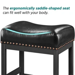 Yaheetech 26"H Bar Stools Faux Leather Counter Height Stools With Nailhead Trims Set Of 2, Black -Baxton Studio Sale Shop GUEST 6fd76c00 0934 4c43 8ef3 8e7c2911730c