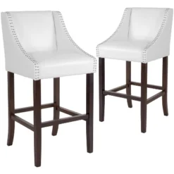 Emma And Oliver 2 Pk. 30" High Transitional Walnut Barstool With Accent Nail Trim 8 Emma And Oliver 2 Pk. 30" High Transitional Walnut Barstool With Accent Nail Trim -Baxton Studio Sale Shop GUEST 703ba4ac ac4c 453a a99d 064ab036e785