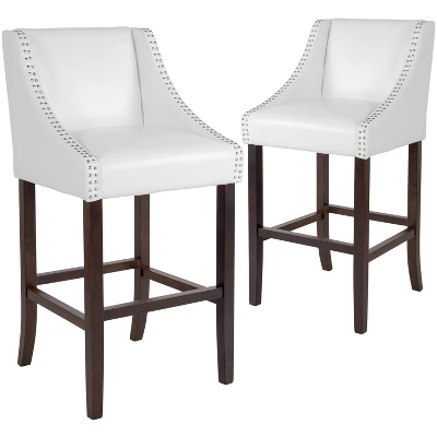 Emma And Oliver 2 Pk. 30" High Transitional Walnut Barstool With Accent Nail Trim 4 Emma And Oliver 2 Pk. 30" High Transitional Walnut Barstool With Accent Nail Trim - Image 4