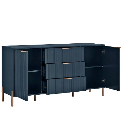 Festivo 3pc Modern Elegance 3 Drawer Nightstands And 3 Drawer Dresser Set Navy 6 Festivo 3pc Modern Elegance 3 Drawer Nightstands And 3 Drawer Dresser Set Navy - Image 6