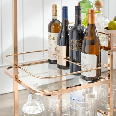 Alcott 3 Tier Bar Cart Bright Gold - Angelo:HOME 2 Alcott 3 Tier Bar Cart Bright Gold - Angelo:HOME - Image 2