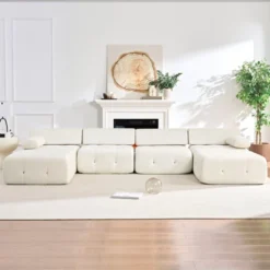 Mjkone U-Shaped Velvet Modular Sectional Sofa With Free Combination Ottoman,Convertible 4-Seater Sofa With Rivet Trim 20 Mjkone U-Shaped Velvet Modular Sectional Sofa With Free Combination Ottoman,Convertible 4-Seater Sofa With Rivet Trim -Baxton Studio Sale Shop GUEST 70b01888 d02a 46d8 a542 e1dbc2258c2b