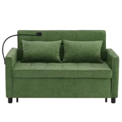 TiramisuBest 56.9" Pull-Out Loveseat Sofa Bed – Convertible Sleeper With Reversible Backrest, USB Ports, Phone Holder & Side Pockets,Green -Baxton Studio Sale Shop GUEST 70f0f6ab 8046 4b7d 9b29 5be242baf0be