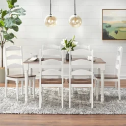 7Pc Skipton Dining Set White/Walnut - Buylateral