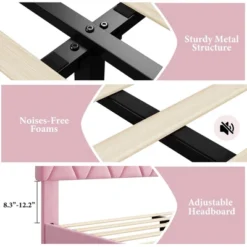 Upholstered Bed Frame With Diamond Tufted Headboard - Fabric Platform, Noise-Free Solid Wood Slats, No Box Spring Needed, Easy Assembly 9 Upholstered Bed Frame With Diamond Tufted Headboard - Fabric Platform, Noise-Free Solid Wood Slats, No Box Spring Needed, Easy Assembly -Baxton Studio Sale Shop GUEST 71941b39 5bb3 4755 8f88 720764b962cf