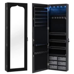 Tangkula Jewelry Armoire W/ Full-Length Mirror W/ Built-in LED Lights Hooks Shelves -Baxton Studio Sale Shop GUEST 71a104ea 703a 45d7 ad4a 56cf8494a096