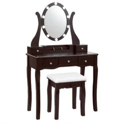 Tangkula Vanity Table Makeup Dresser Desk W/LED Light Drawers & Stool Black/Brown/White 17 Tangkula Vanity Table Makeup Dresser Desk W/LED Light Drawers & Stool Black/Brown/White -Baxton Studio Sale Shop GUEST 72412970 26de 46e3 968d 231e8d6a719c