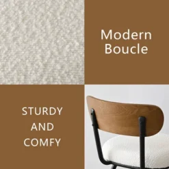 Dining Chairs Set Of 4, Armless Side Chairs With Black Metal Legs, Cream Boucle Seats And Curved Backrest For Dining Room-Maison Boucle -Baxton Studio Sale Shop GUEST 725bcca5 dba6 4239 82ca 5917ce936e2b