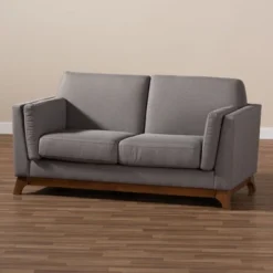 Baxton Studio Sava Fabric Upholstered Walnut Wood 2 Seater Loveseat Gray - BaxtonStudio -Baxton Studio Sale Shop GUEST 7262e7b8 6e4f 4395 af0e 3913c31d4eb5
