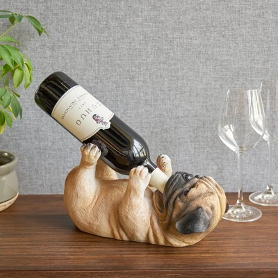 True Pug Polyresin Wine Bottle Holder Set Of 1, Brown, Holds 1 Standard Wine Bottle 3 True Pug Polyresin Wine Bottle Holder Set Of 1, Brown, Holds 1 Standard Wine Bottle - Image 3