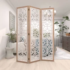 Farmhouse Wood Patterned Room Divider Screen White - Olivia & May -Baxton Studio Sale Shop GUEST 72812314 3b72 4df4 bbe0 c234873ed095