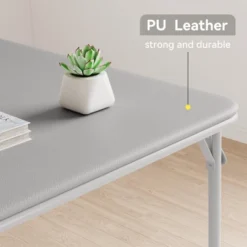 3-Piece Folding Dining Table Set For 2 – Gray Faux Leather Tabletop With 2 Padded Chairs, Space-Saving Modern Square Kitchen & Dining Table -Baxton Studio Sale Shop GUEST 728602cc 4376 4377 bd9b cb40d2590be1