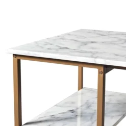 Marmo Breakfast Table Dining Set With Faux Marble Top Brass - Teamson Home -Baxton Studio Sale Shop GUEST 72be2dcf 6c54 45aa af13 10799bd03c19