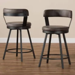 Set Of 2 Arcene Faux Leather Upholstered Pub Counter Height Barstools Gray/Black - Baxton Studio 10 Set Of 2 Arcene Faux Leather Upholstered Pub Counter Height Barstools Gray/Black - Baxton Studio -Baxton Studio Sale Shop GUEST 72cd1ec1 b842 4071 b573 89e9bfd45e2e