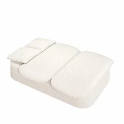 2-in-1 Foldable Sofa Bed, Convertible Sleeper Sofa Couch Corduroy Loveseat With Functional Blanket & 2 Pillows - ModernLuxe -Baxton Studio Sale Shop GUEST 736c9aba 9d60 4f37 a625 1d5ec5b520fe